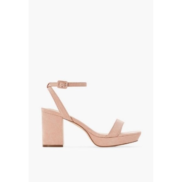 *Justfab Pink Blush Suede Iris Open Toe Ankle Wrap Strap Dress Sandals Pumps - Picture 4 of 6